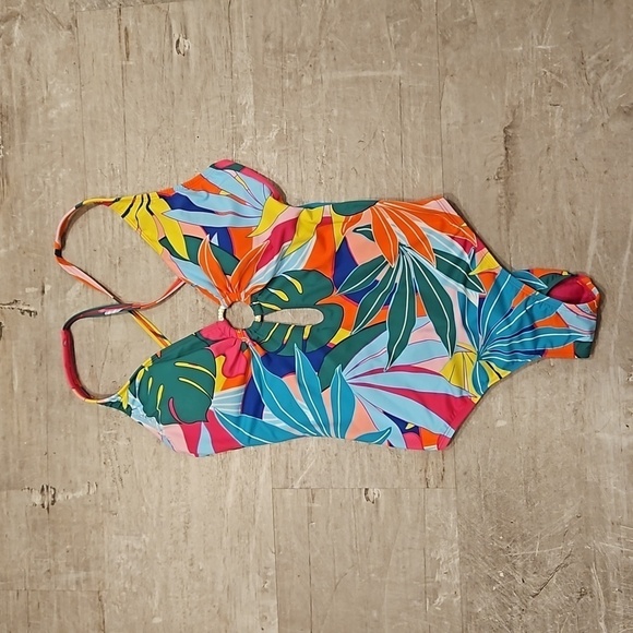 💕BLEU ROD BEATTIE💕 Life Of The Party Plunge Neck One Piece Swimsuit ~ 6 NWT - Picture 6 of 13